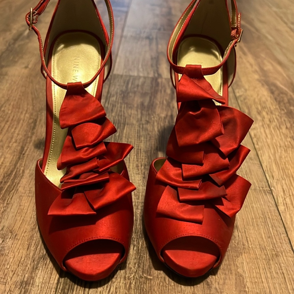 Nine West Red Frilly Heels